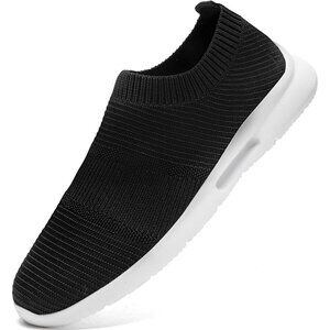 Mens Slip On Walking Shoes Mens Running Mesh Black Breathable Tennis Sneakers